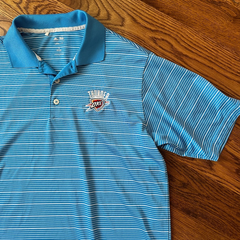 OKC Thunder Blue Striped Men’s Polo Shirt